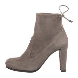 Stuart Weitzman Glove Tie Back Suede Ankle Boot